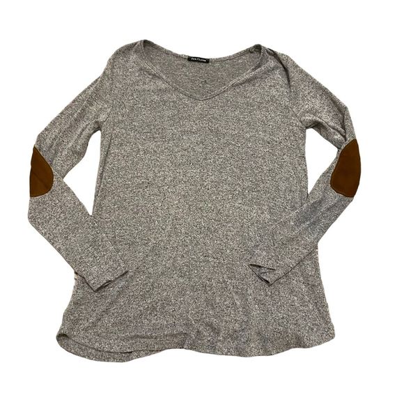 Pink Clover Women's Pullover Sweater with Elbow Patches, Gray, Size S - Picture 1 of 6